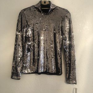Sequin long sleeve turtle neck sequin top